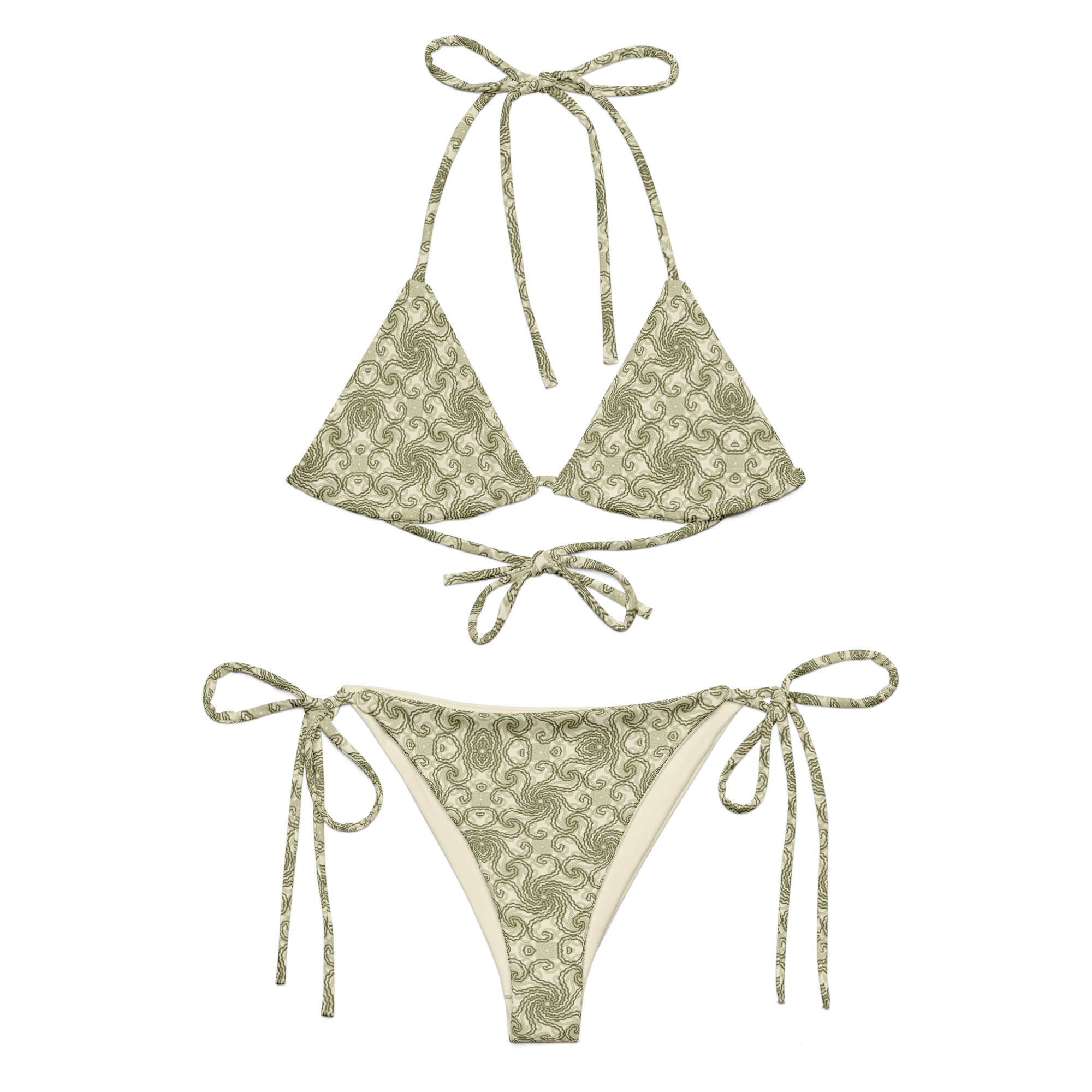 Light pattern All-over print string bikini